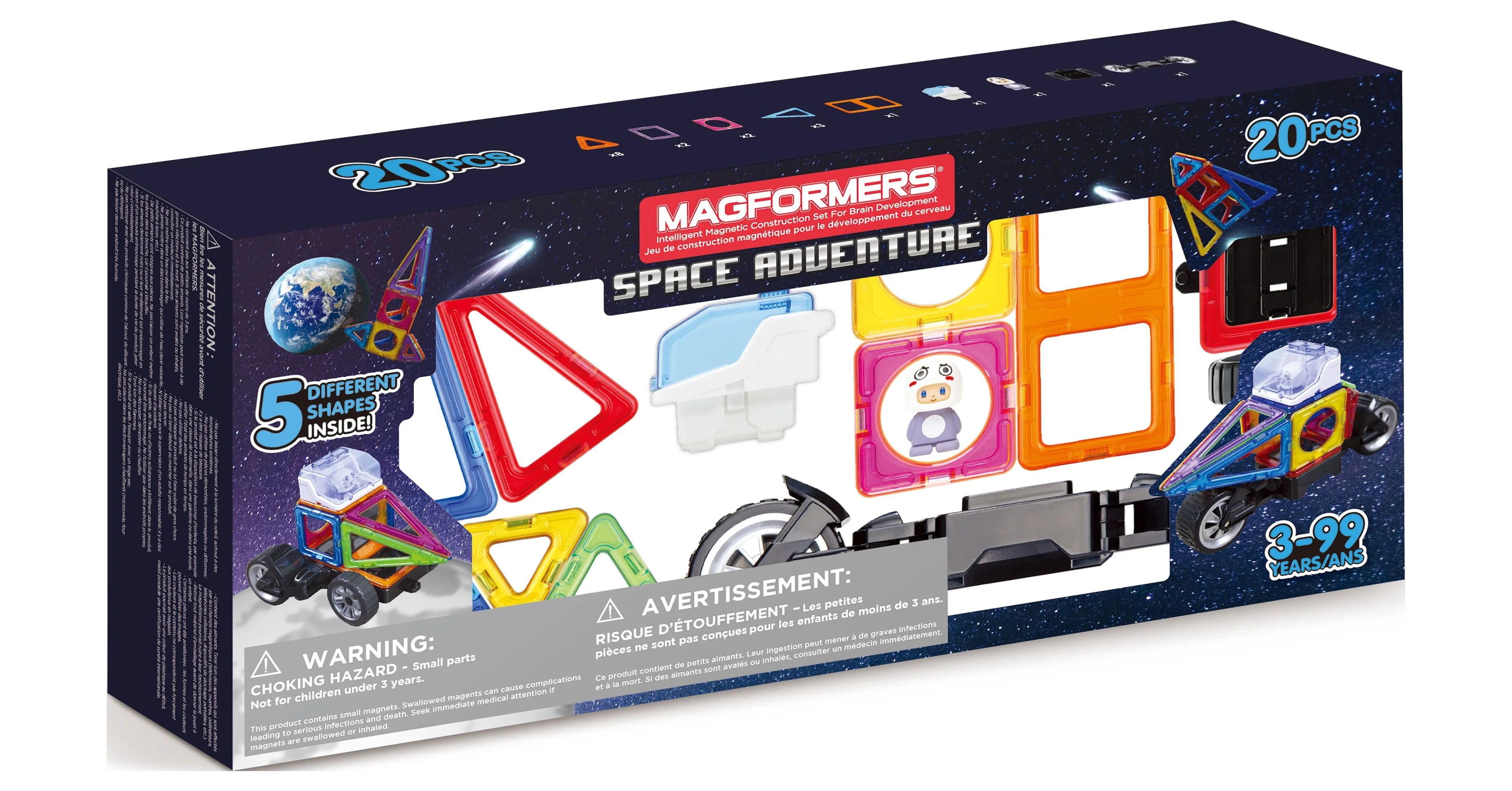 Magformers Magnetic Construction 20 PC Space Adventure STEM Toy Set, +3 Years | Walmart (US)