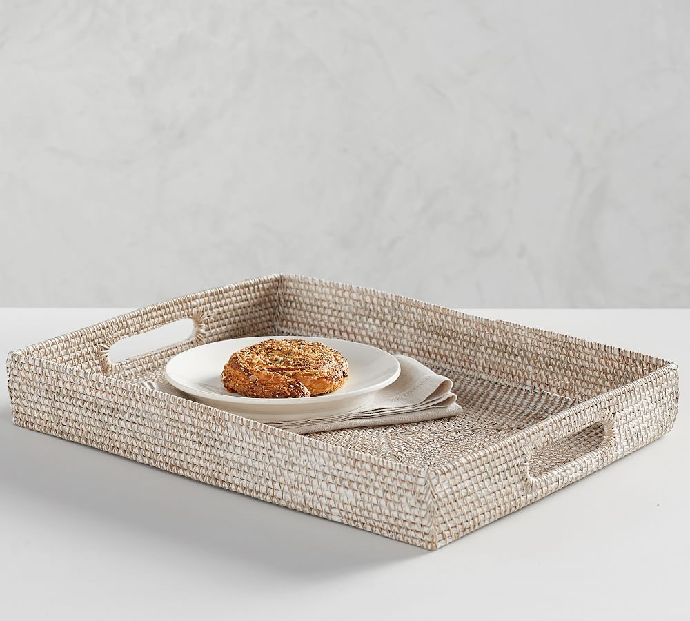 Tava Handwoven Rattan Serving Tray | Pottery Barn (US)