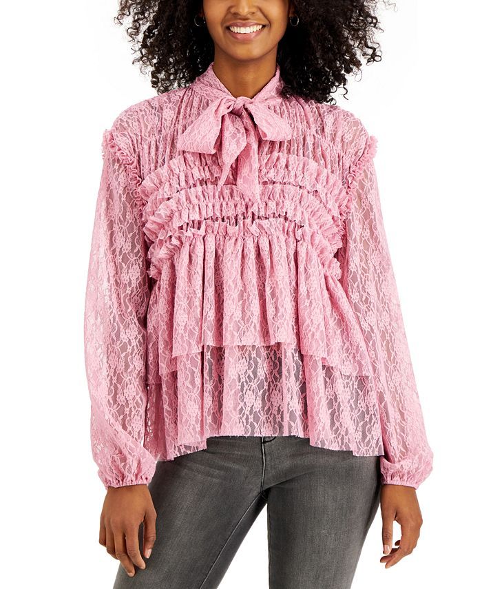 INC International Concepts
          
  
  
      
          Sheer Ruffled Lace Blouse, Created f... | Macys (US)