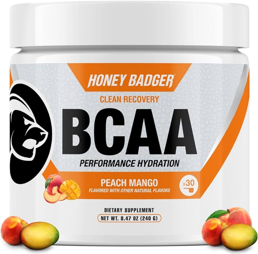 Honey Badger BCAA Amino Acids Electrolytes Powder, Keto, Vegan, Sugar Free BCAAs + EAA with L-Glu... | Amazon (US)