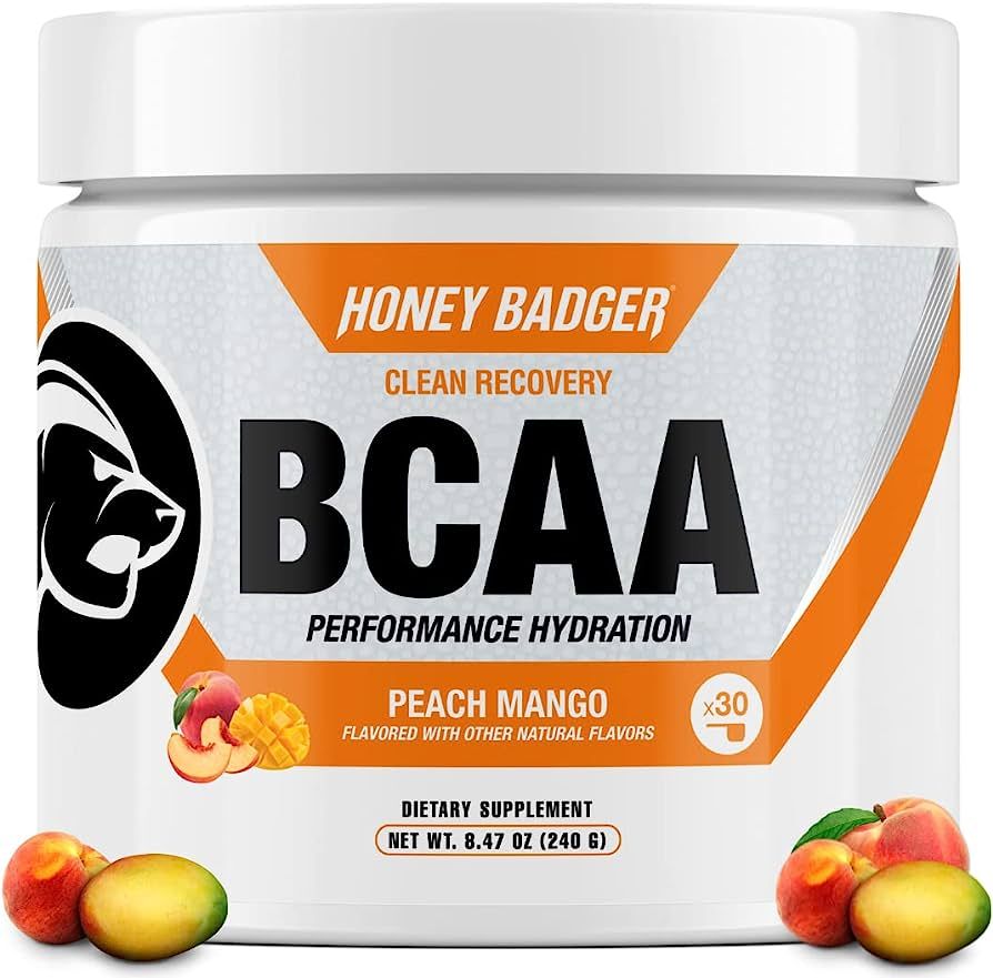 Honey Badger BCAA Amino Acids Electrolytes Powder, Keto, Vegan, Sugar Free BCAAs + EAA with L-Glu... | Amazon (US)