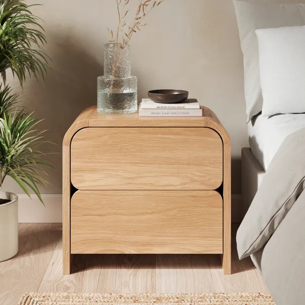 Bennett 2 Drawer Bedside Table, Light Oak | Dunelm (migrated)