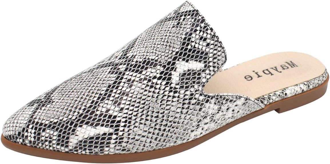 MAYPIE Womens Flat Mules Closed Pointed Toe Slip On Loafer Slides Backless Shoes | Amazon (US)