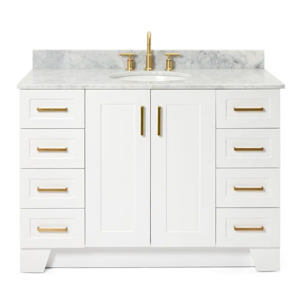 49'' Free-standing Single Bathroom Vanity with Carrara Marble Vanity Top | Wayfair North America