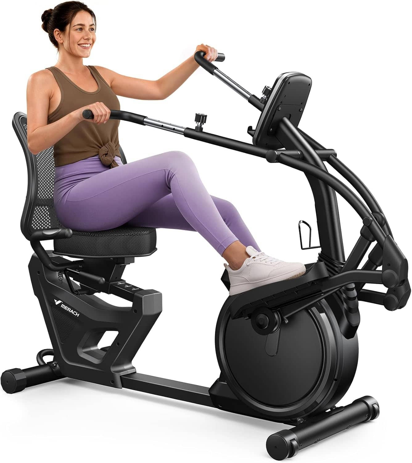 MERACH - S19 Recumbent Exercise Bike for Seniors & Adults, Arm Swing Function, Exclusive App, LCD, Heart Rate Handle - Black | Best Buy U.S.