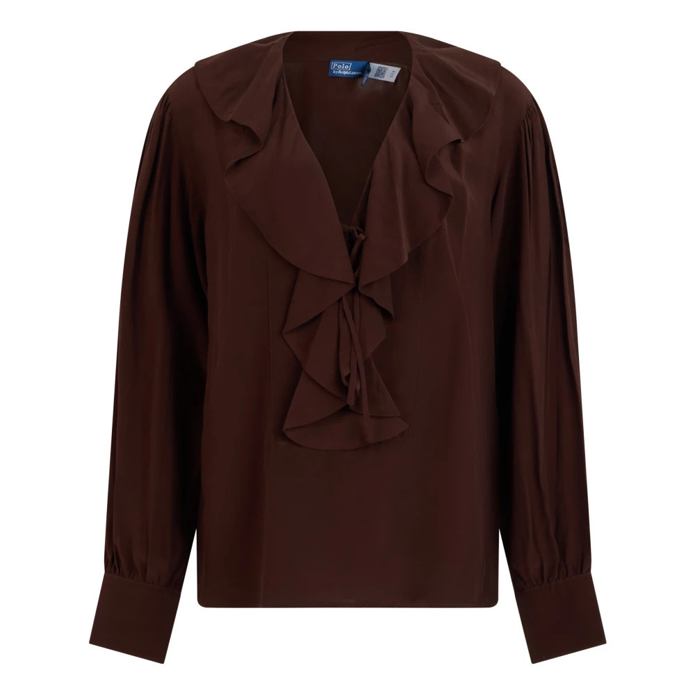Blouse met ruches - Dames - Blouses - Bruin - M - Overhemden | Miinto Belgium