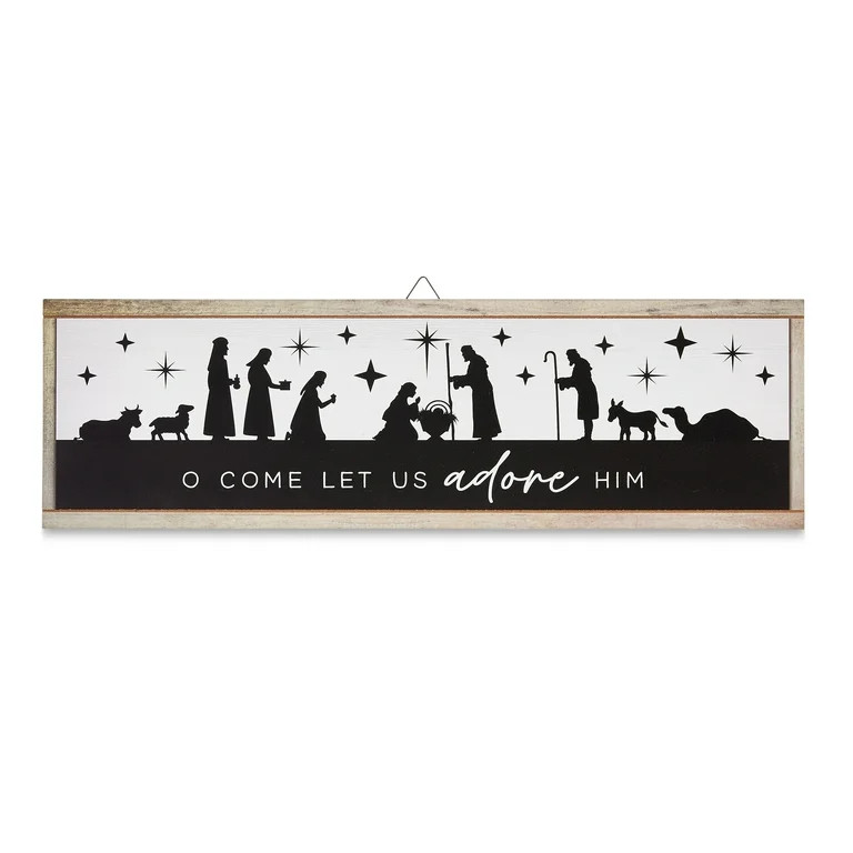 Black O Come Let Use Adore Him Nativity Sign, by Holiday Time | Walmart (US)