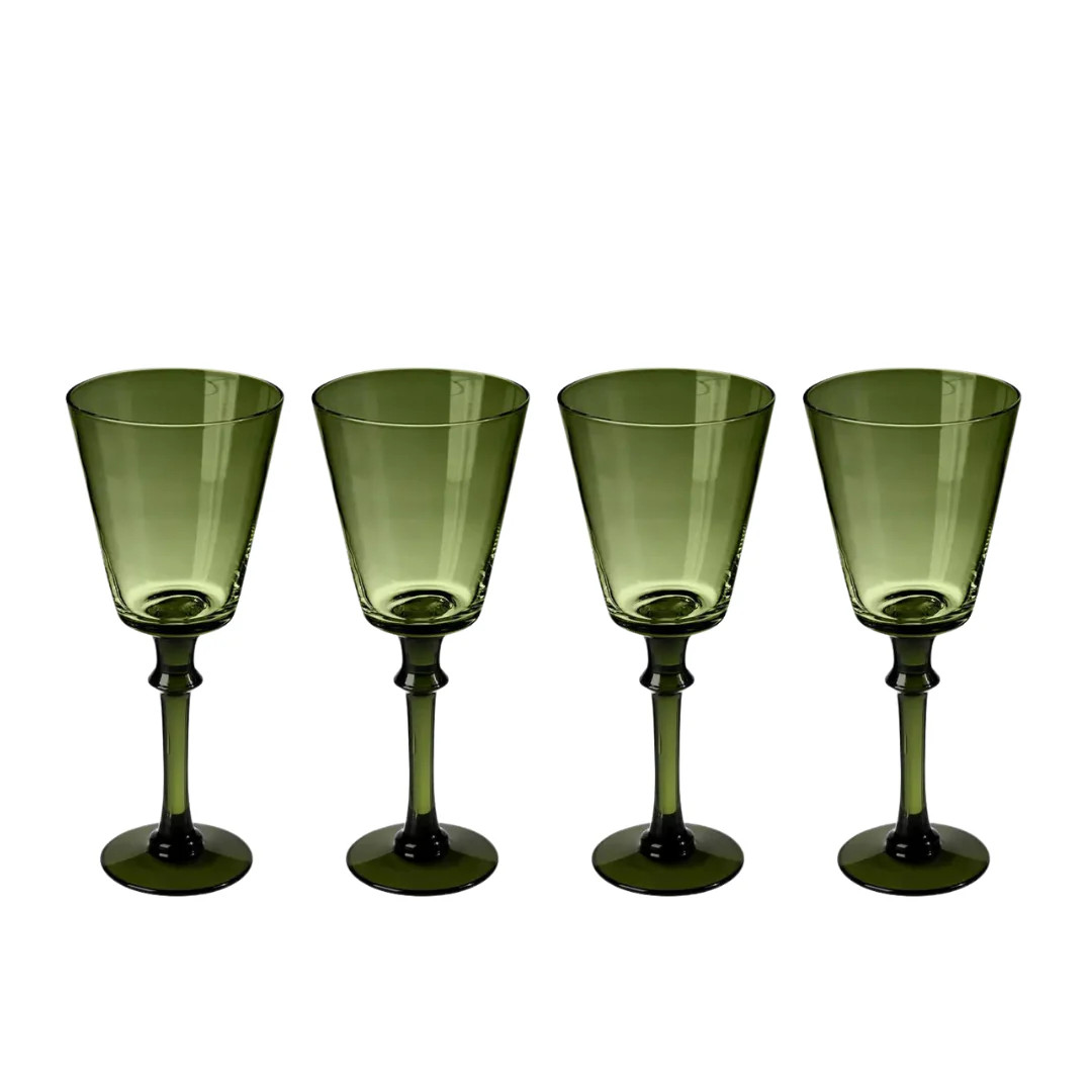FAIRWAY OLIVE WINE GLASSES (SET OF 4) | Mason Maison
