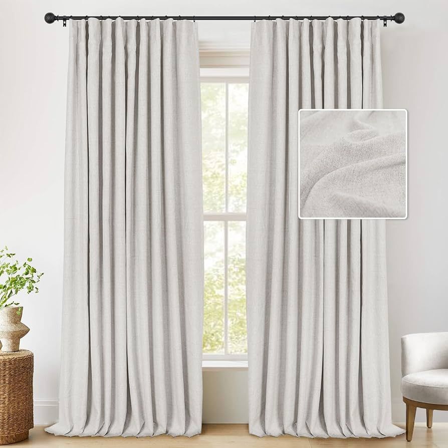 INOVADAY 100% Blackout Curtains 84 Inches Long for Bedroom Living Room, 50 Inch Wide Linen Blacko... | Amazon (US)