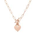 Bellezza 20"" Bronze Paperclip Chain Heart Drop Necklace - Metallic | HSN
