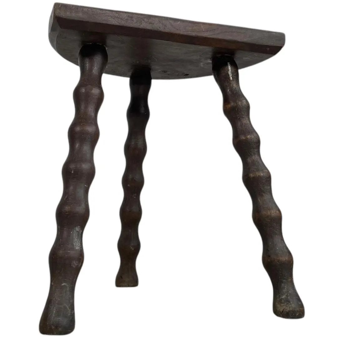 Vintage French Tripod Stool Chair Seat Wooden Milking Kitchen D Shaped Seat Bobbin Leg Rest Stand... | Etsy (US)