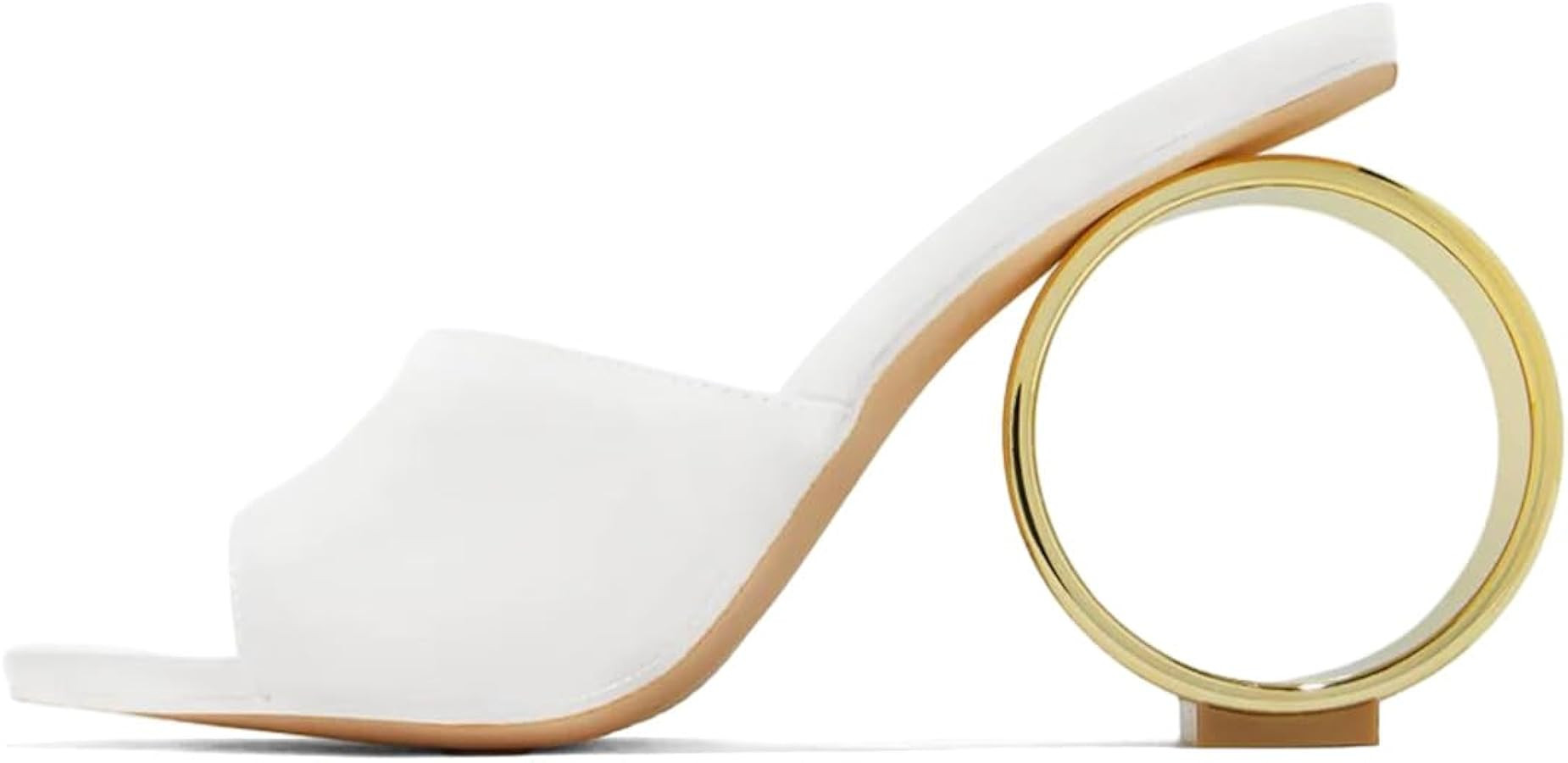 XYD Women Summer Chic Open Square Toe Slide Sandals Round Circle High Heels Slip On Mules Shoes f... | Amazon (US)