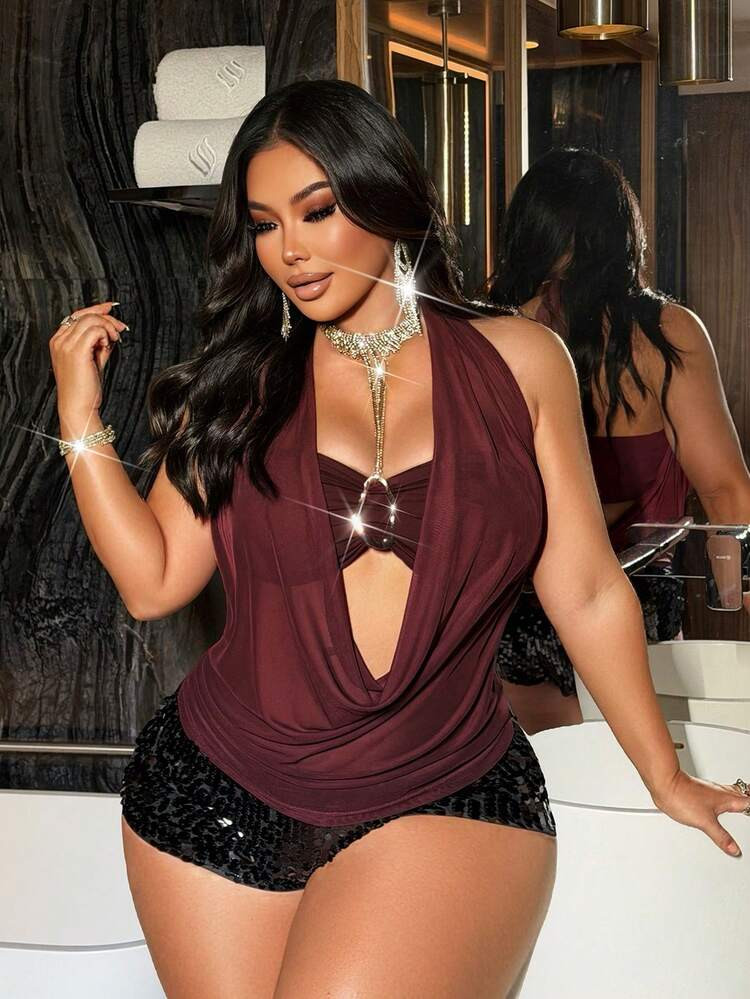 Burgundy halter | SHEIN