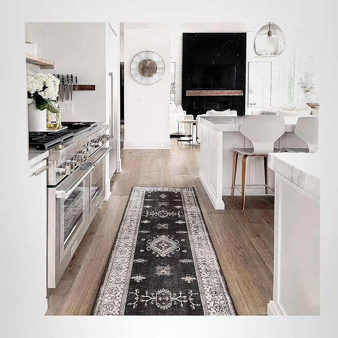 RUGGABLE Washable Vintage Runner Rug – Verena Dark Wood 2.5x7, Stain-Resistant, Non-Slip Hallwa... | Amazon (US)