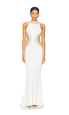 Bronx and Banco Camila Rhinestone Gown in White from Revolve.com | Revolve Clothing (Global)