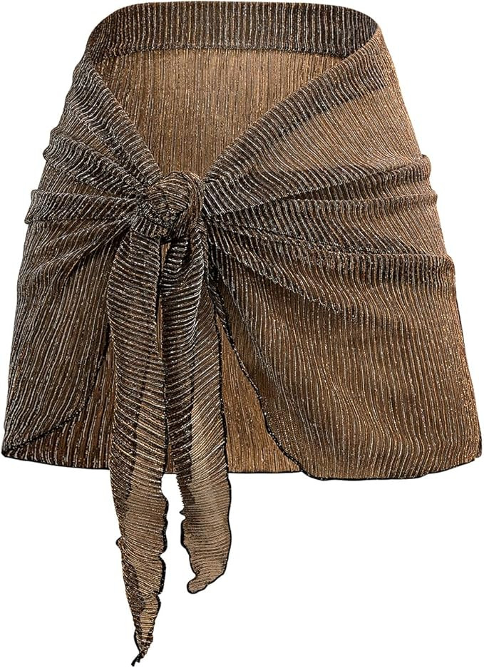 Holipick Shiny Sarong Coverups for Women Bathing Suit Wrap Skirt Swimsuit Beach Bikini Cover Up | Amazon (US)