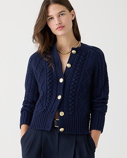 Shop this lookIN YOUR SHOPPING BAG4.0(39 REVIEWS)Cable-knit cardigan sweater$138.00NavySelect A S... | J.Crew US