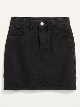 High-Waisted Button-Fly Black-Wash Jean Skirt for Girls | Old Navy (US)
