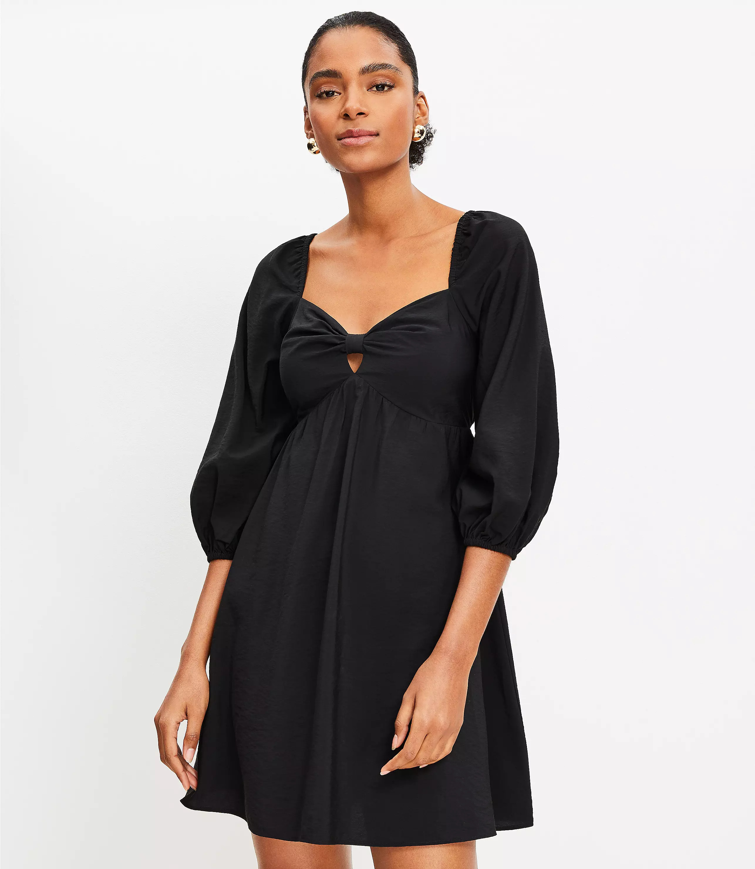Knotted Long Sleeve Swing Dress | LOFT
