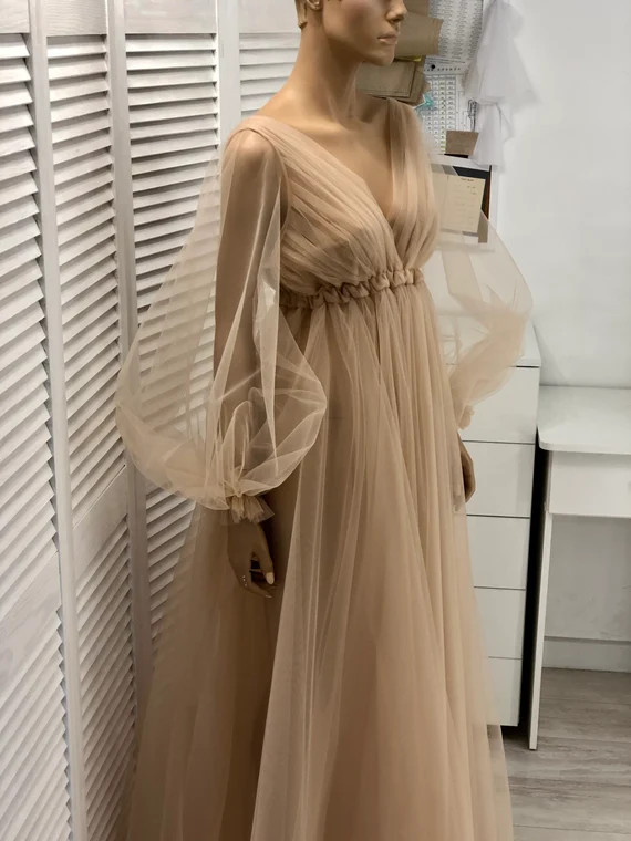 Maternity Dress for Photo Shoot Baby Shower Long Sleeves Dress | Etsy | Etsy (US)