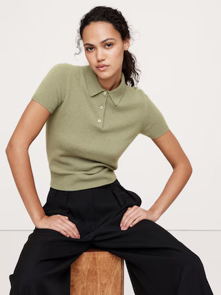 Lightweight Cashmere Short-Sleeve Sweater Polo | Banana Republic (US)
