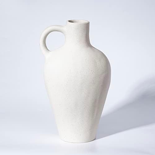 White Ceramic vase-Thin-Interior Decor Choice; Hand Made vase for Living Room, Kitchen,Dinning Room  | Amazon (US)