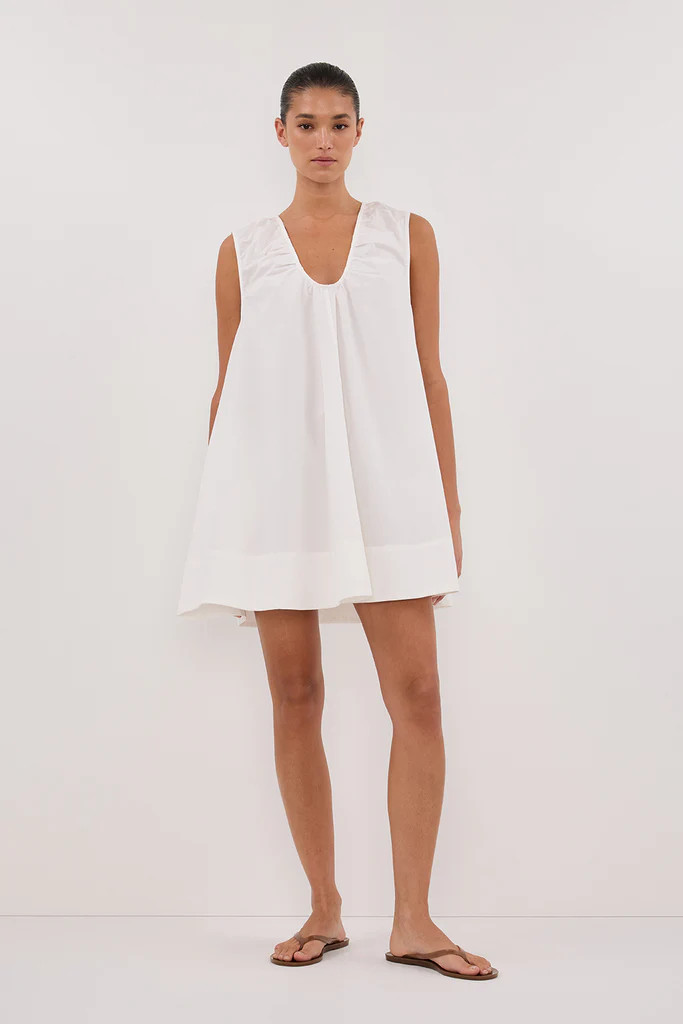 GABBY WHITE COTTON MINI DRESS | DISSH