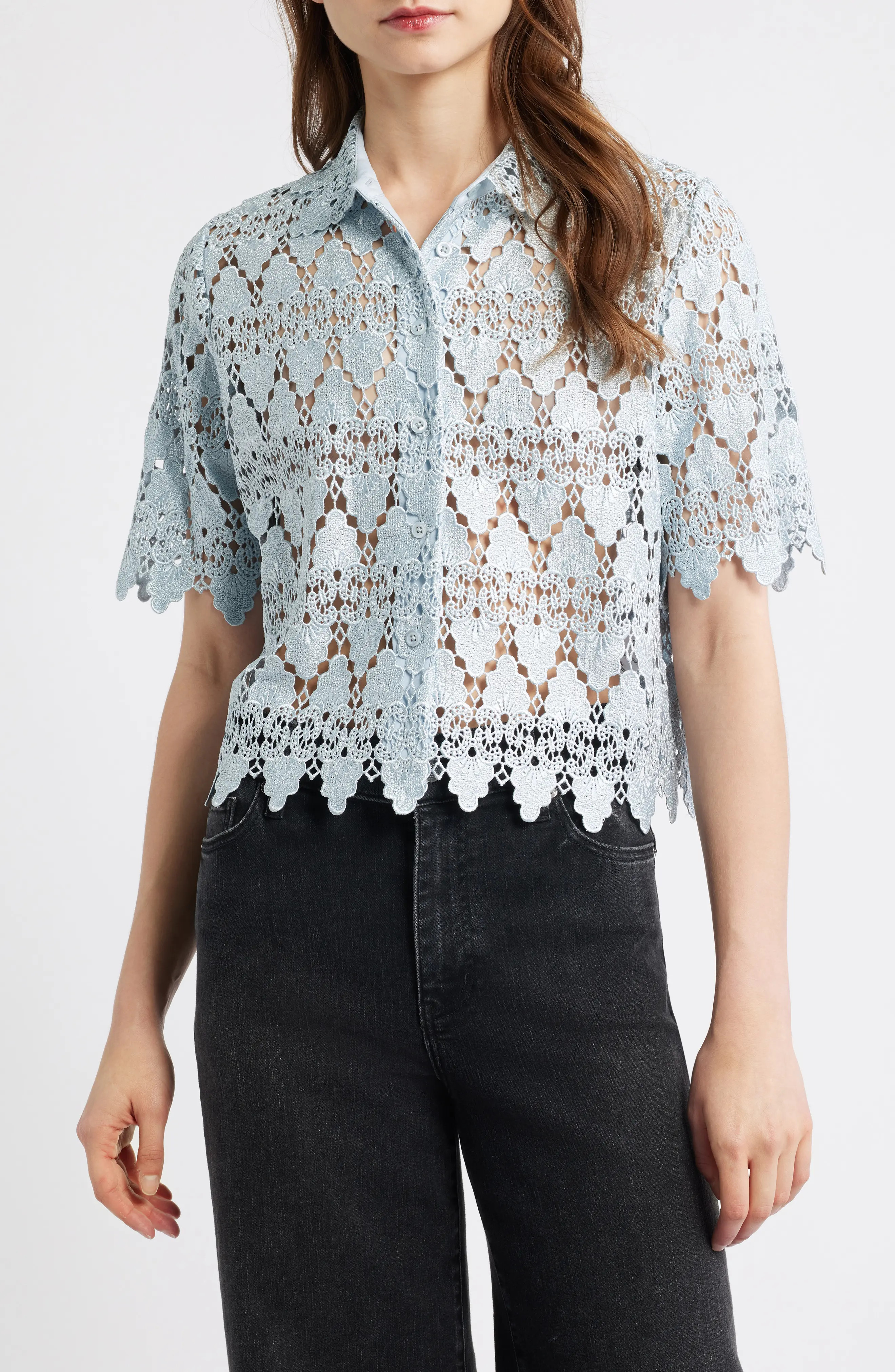 Lace Button-Up Shirt (Women) | Nordstrom | Nordstrom