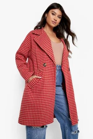 Check Longline Wool Look Coat | Boohoo.com (US & CA)