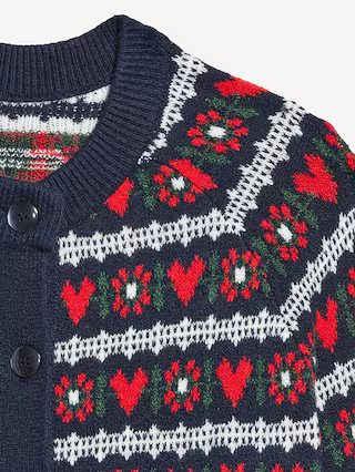 SoSoft Crew-Neck Printed Cardigan Sweater | Old Navy (US)