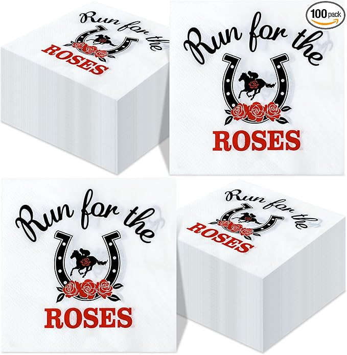 100 Pcs Derby Cocktail Napkins Kentuck Napkins Run for the Roses Horse Race Cocktail Beverage Sup... | Amazon (US)