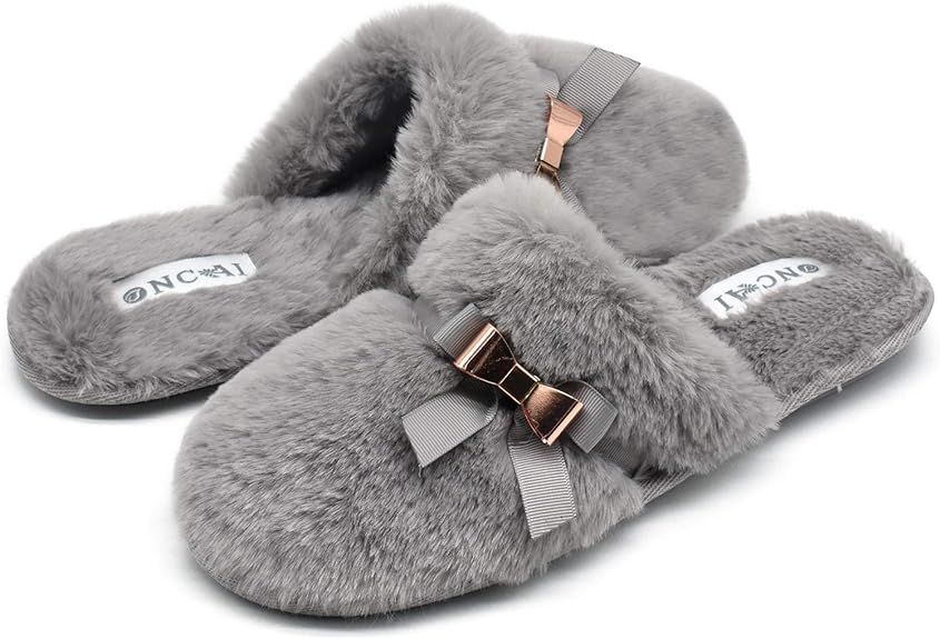 ONCAI Slippers for Women House Memory Foam Fuzzy Fluffy Furry Womens Slippers Cozy Warm Faux Fur ... | Amazon (US)