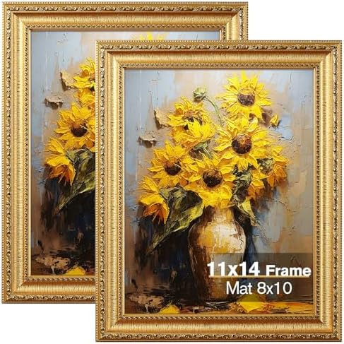 11x14 Gold Picture Frame, Photo Frame for Wall or Tabletop Display, 2 Pack Ornate Vintage Picture... | Amazon (US)
