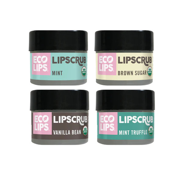 Organic Sugar Lip Scrub, Brown Sugar, Vanilla Bean, Mint, Mint Truffle 4 Pack Variety | Eco Lips