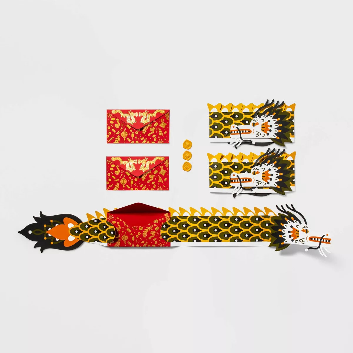 3ct Lunar New Year Red Dragon Accordion Envelope Pack | Target