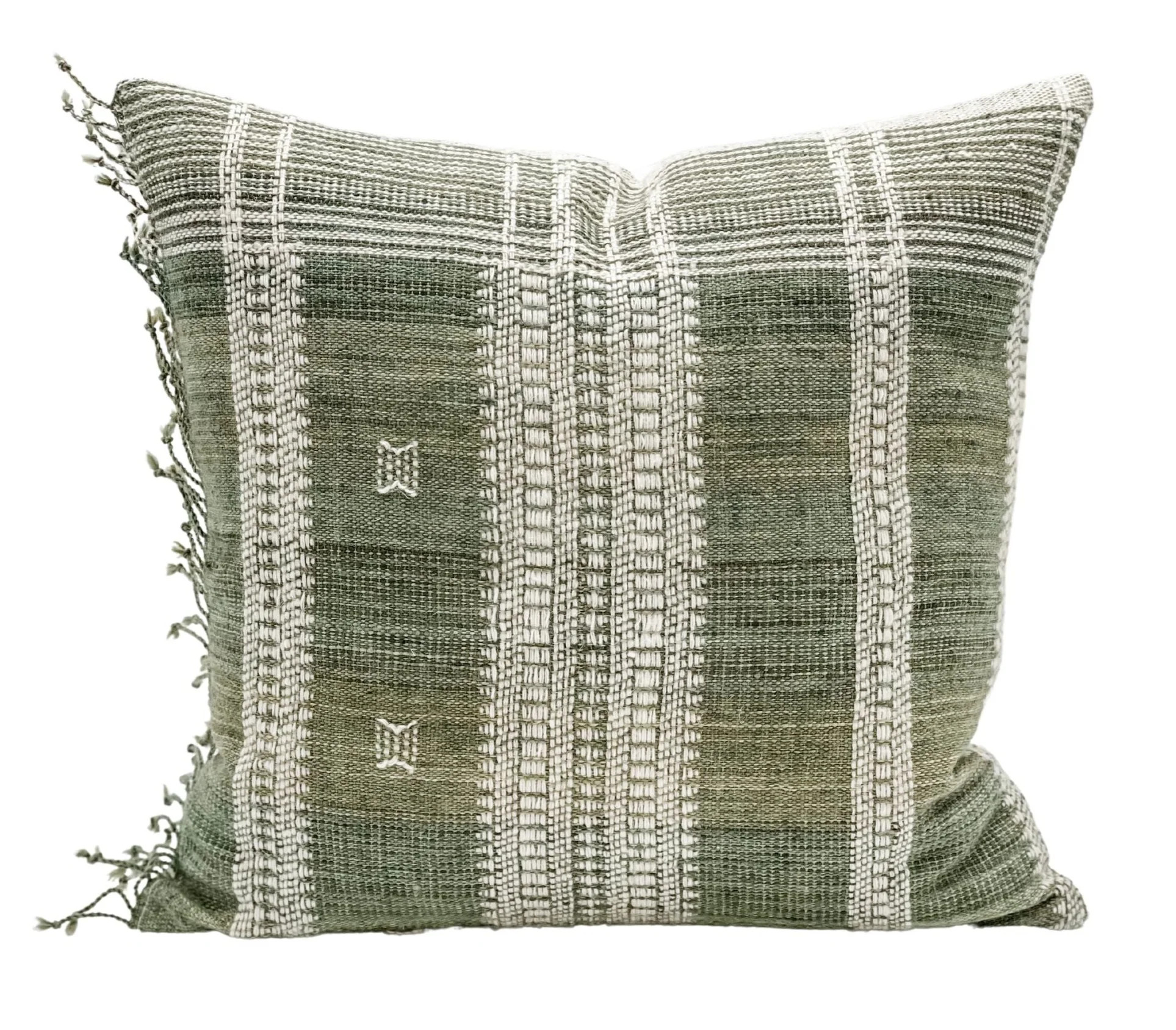 LIGHT SAGE GREEN VINTAGE INDIAN WOOL PILLOW COVER | Krinto