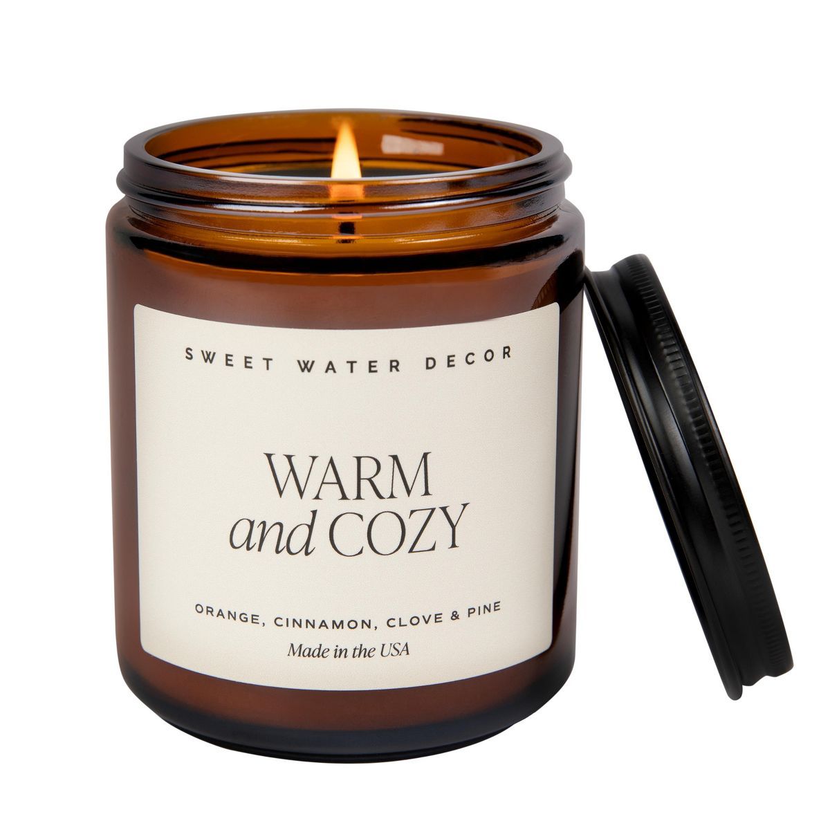 Sweet Water Decor Warm & Cozy 9oz Amber Jar Soy Candle | Target