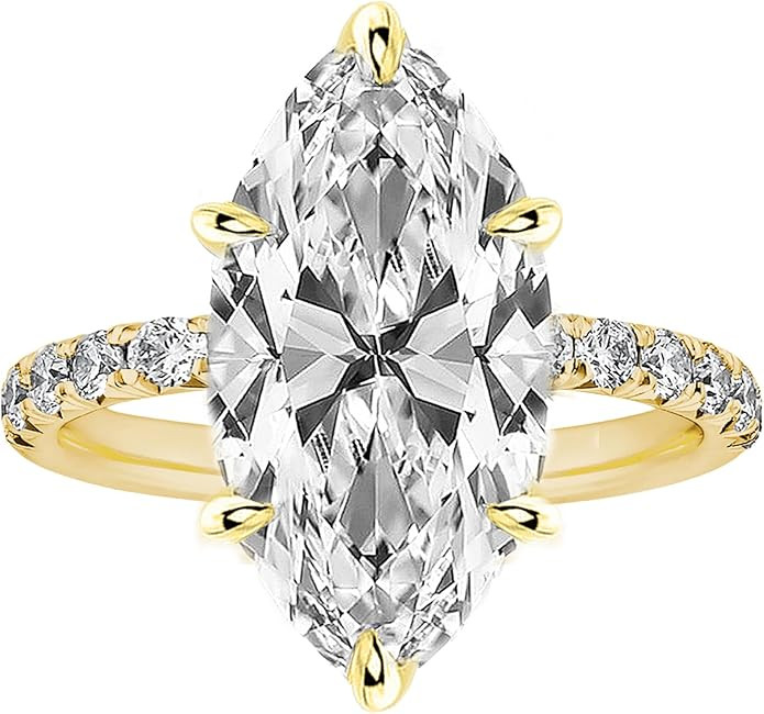 2CT/3.5CT/5.5CT Solitaire Elongated Marquise Cut Engagement Ring for Women, Simulated Diamond Pro... | Amazon (US)