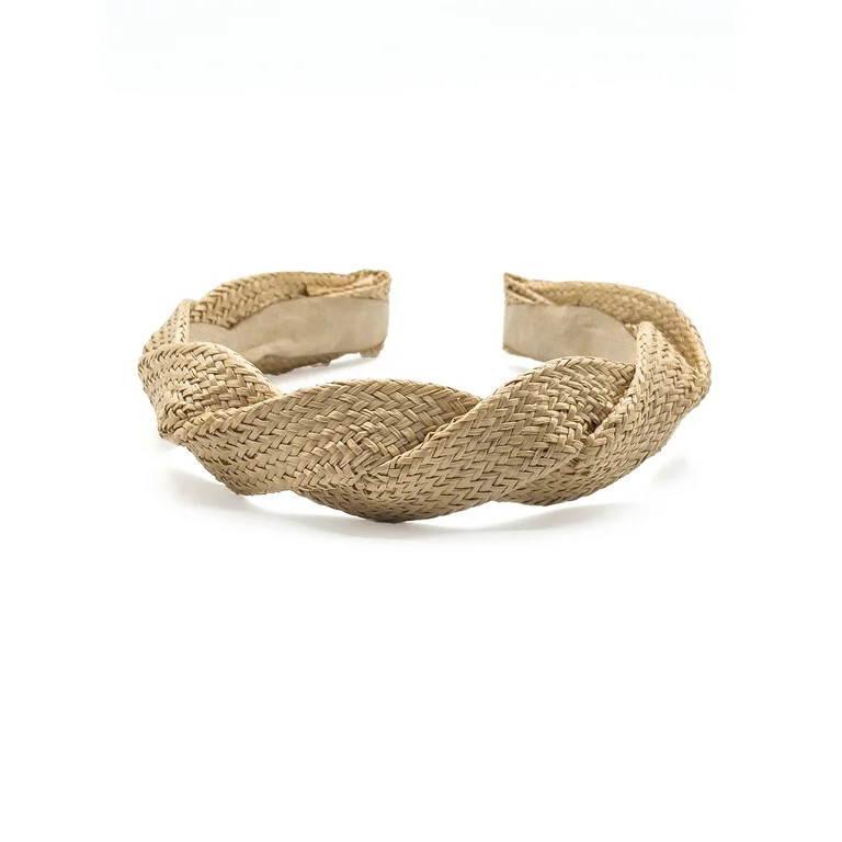 Time and Tru Women's Braid Straw Headband, Natural - Walmart.com | Walmart (US)