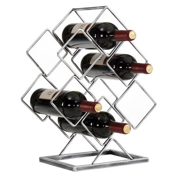 Danya B 6 Bottle Electroplated Wine Rack Antique Silver | Target