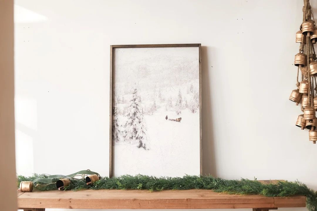Winter Landscape Sign Christmas Wall Decor Vintage - Etsy | Etsy (US)