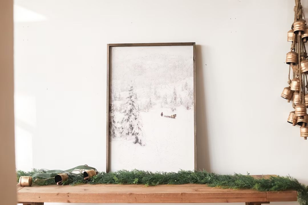 Winter Landscape Sign Christmas Wall Decor Vintage - Etsy | Etsy (US)