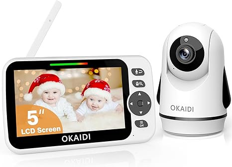 OKAIDI Video Baby Monitor with Camera and Audio, 5" Display Baby Monitor No WiFi, 30H Battery and... | Amazon (US)