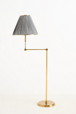 Lee Ruched Articulating Printed Shade Brass Floor Lamp | Anthropologie (US)