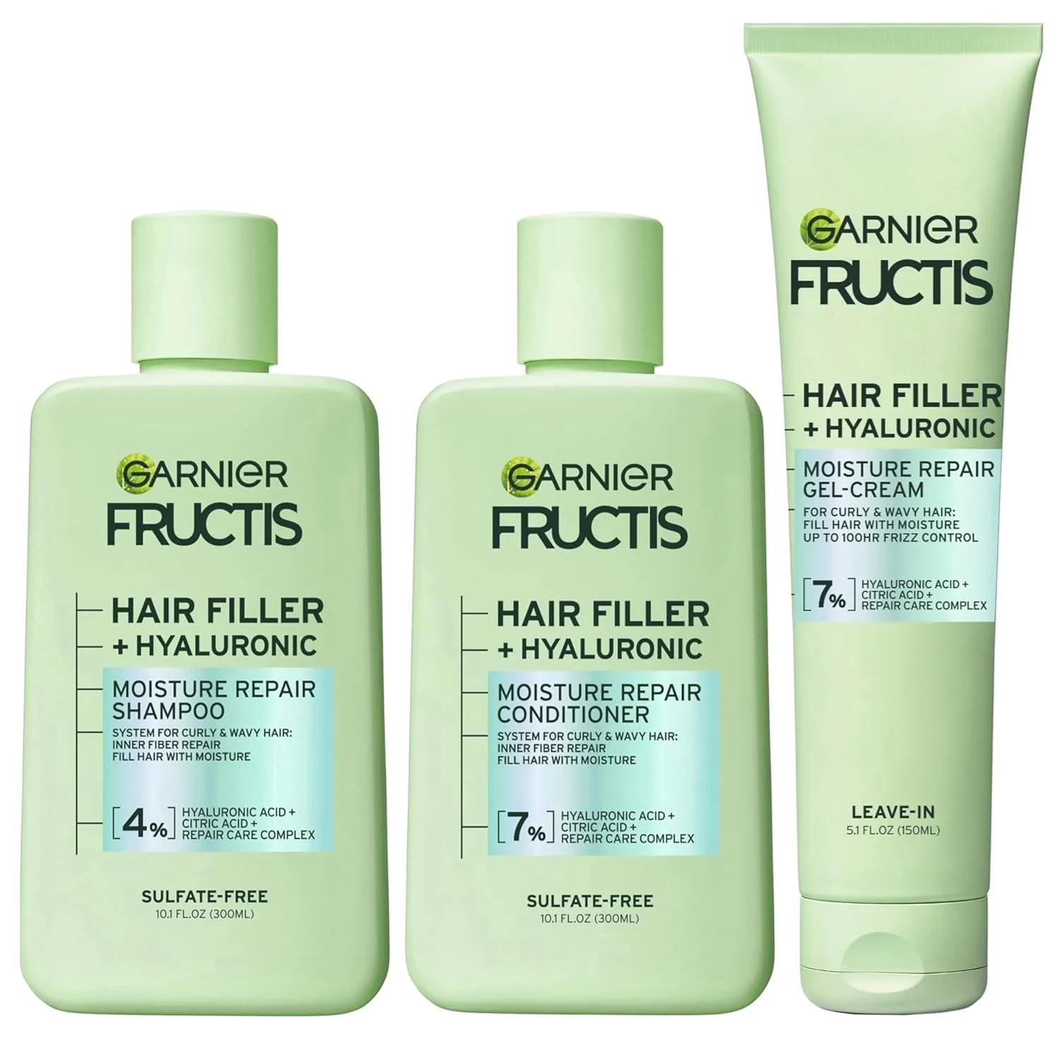 Garnier Fructis Hair Filler Moisture Repair Shampoo and Conditioner + Gel-Cream Set, Hair Care fo... | Walmart (US)