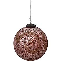Round Mercury Glass Ball Ornament with Gold Garland Design, Red | Amazon (US)