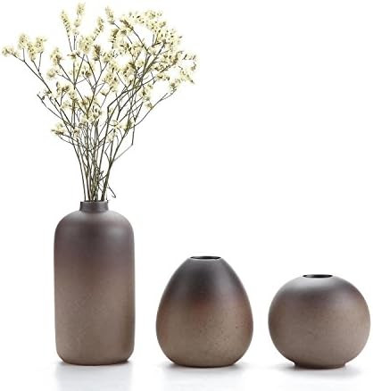 ComSaf Small Ceramic Flower Vase Set of 3, Modern Style Simple Design Metallic Gradually Varied Brow | Amazon (US)