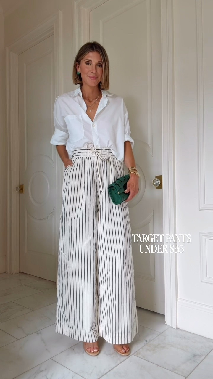 Target stripe wide leg pants. I'm wearing size xs and I'm 5'7 for reference