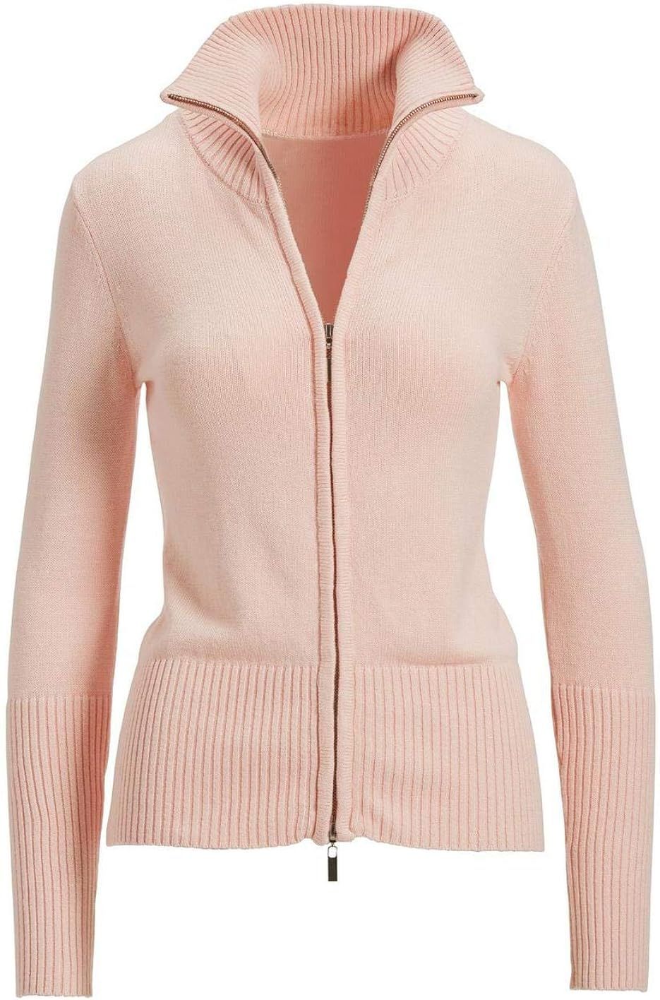 Hongqizo Women Zip Sweater Stand Collar Long Sleeve Autumn Winter Knit Cardigan Coat | Amazon (US)