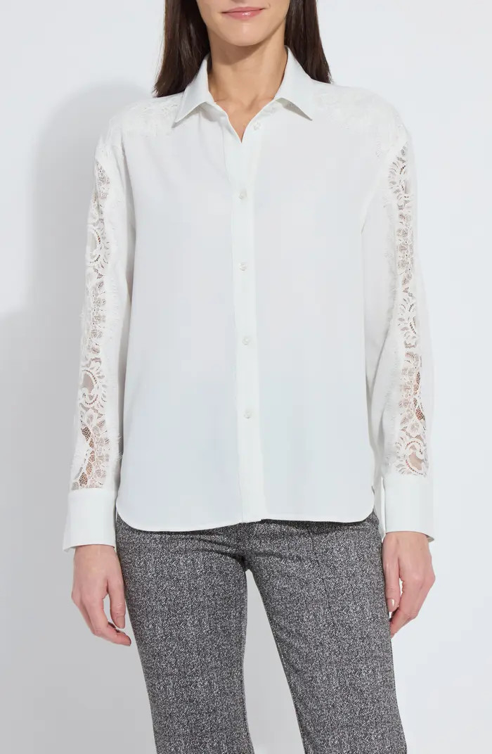 Natasha Lace Trim Button-Up Shirt | Nordstrom